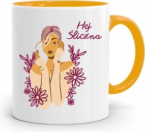 Sárga Bögre Ajándék Lányoknak Hej Aranyos nyomott mintás fényképpel