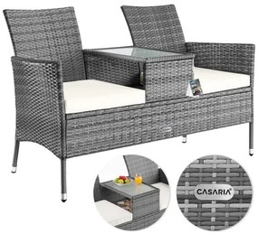 Casaria® Kerti rattan pad 143x55x88cm - szürke