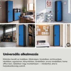 Zárható kartotékszekrény iratokhoz, antracit-kék, 450x1850x400 mm: ALEX