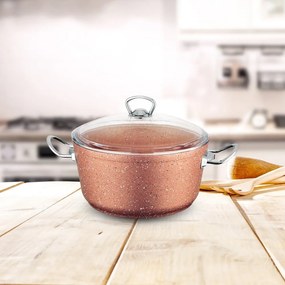 Classic rózsaszín alumínium edény fedővel, ø 20 cm - Güral Porselen