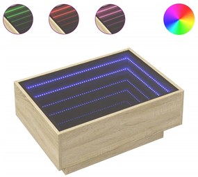 Sonoma tölgy szerelt fa dohányzóasztal LED-del 70 x 50 x 30 cm