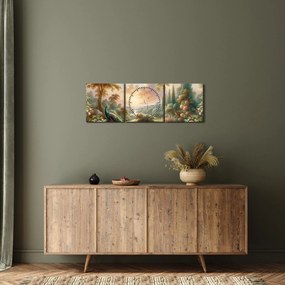 Kép - Pávák a kertben (órával) (90x30 cm)