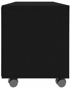 fekete szerelt fa TV-szekrény görgőkkel 90 x 35 x 35 cm