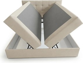Kárpitozott boxspring ágy DIRELIS TRINITY 140x200 cm bézs Matrac: Bonell rugós matrac