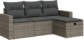 vidaXL 4 részes szürke polyrattan kerti ülőgarnitúra párnákkal