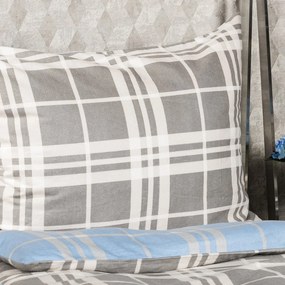 4Home Kék kocka flanel ágynemű, 160 x 200 cm, 70 x 80 cm