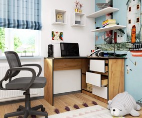 Sarok PC asztal Bodhi (tölgy craft + fehér) (J). Akció -14%. 1070967