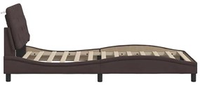 sötétbarna szövet ágykeret LED-ekkel matrac nélkül 100x200 cm