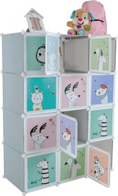 Gyerek moduláris szekrény, szürke/gyerek minta, HAKON