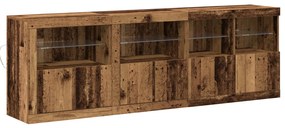 büfé LED világítással régies fa 202x37x67 cm Mérnöki fa.