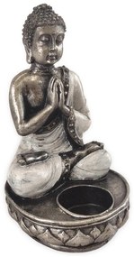 BUDDHA ezüst és fehér Buddha mécsestartó
