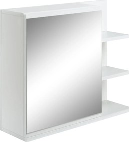 Kleankin Fürdőszoba Szekrény Tükörrel, 3 Nyitott Polccal és 1 Belső Polccal, Modern Stílus 60x18x50 cm Fehér | Aosom