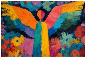 Kép - Absztrakt angyal virágokkal (90x60 cm)