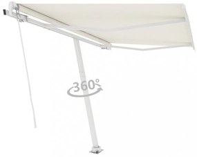 krémszínű kézzel kihúzható póznás napellenző 300 x 250 cm