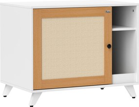 PawHut Macskaalom Bútor Macskaalom Doboz Ajtóval Kaparópadlóval és Macskaalom Rekesszel Nappalira Hálószobába 77x50x63 cm Fehér | Aosom