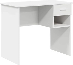 vidaXL Asztal fiókkal polcokkal Fehér 90 x 49 x 75 cm Faanyag