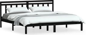 vidaXL fekete tömör fenyőfa ágykeret 200 x 200 cm