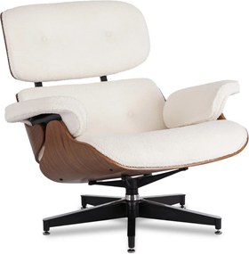 Pihenőfotel lábtartóval fehér bouclé kárpittal – PALERMO