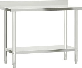 vidaXL rozsdamentes acél konyhai munkaasztal hátlappal 110x55x93 cm