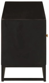 fekete tömör mangófa és vas TV-szekrény 110 x 30 x 40 cm