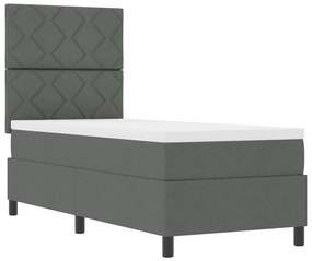 Rugós ágy matraccal és LED lámpával, sötétszürke, 80x200 cm szövet