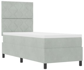 Boxspring Ágy Matrac &amp; LED Fény Szürke 80x200 cm Bársony
