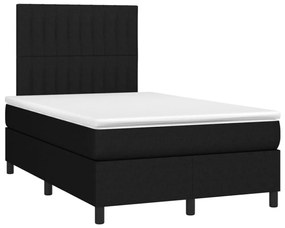 fekete szövet rugós és LED-es ágy matraccal 120 x 200 cm