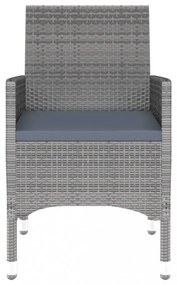 vidaXL 3 részes szürke polyrattan kerti étkezőgarnitúra
