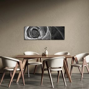 Kép - Absztrakt rózsa fekete-fehér (órával) (90x30 cm)