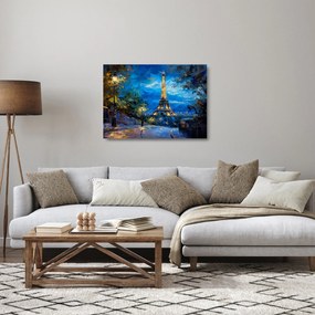 Üveg kép - Olajfestmény az Eiffel-toronyról (70x50 cm)
