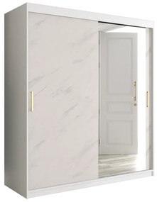 Ruhásszekrény 180 cm Marbelo T2 (matt fehér + fehér márvány). 1064596
