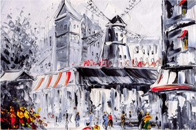 Kép - utca Párizsban, olajfestmény (90x60 cm)