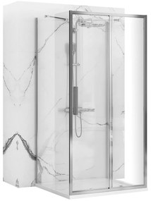 Rea Rapid Slide, 3 falas zuhanykabin 130 (ajtó) x 90 (fali) x 90 (fal) x 195 cm, 6 mm átlátszó üveg, króm profil, KPL-09110
