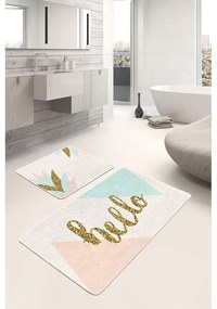 Krémszínű-aranyszínű bársony fürdőszobai kilépő szett 2 db-os 60x100 cm Hello – Mila Home