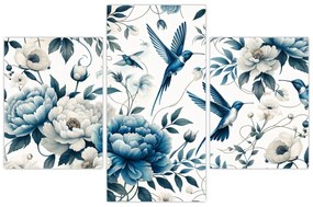 Kép - Kolibrikok virágokkal (90x60 cm)