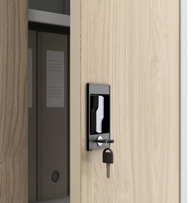 Alacsony fém irattartó szekrény BEATA, 900 x 930 x 400 mm, Eco Design: fehér/ sonoma tölgy