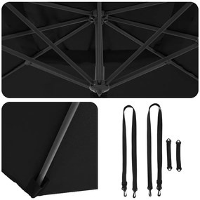 Konzolos Roma Parasol Fekete 286x285x265 cm Alumínium