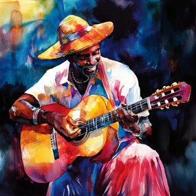 Canvas Vászonkép Férfi Zene Gitáros Gitár Figura 80x80