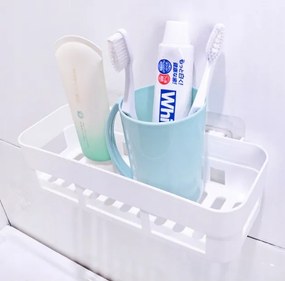 Fürdőszobai polc fehér, fúrás nélkül 25×10×7 cm