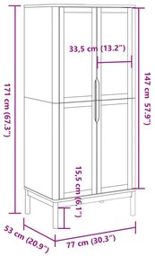 FLORO fehér tömör fenyőfa szekrény 77 x 53 x 171 cm