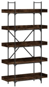 5-szintes füstös tölgy szerelt fa könyvespolc 100x33x180,5 cm