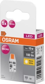 5 darabos szett LED PIN MICRO G4 izzó, 1W, 12V, 2700K - Osram