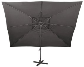 antracitszürke dupla tetejű konzolos napernyő 400 x 300 cm