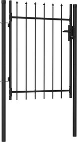 vidaXL fekete acél lándzsahegy tetejű kerítéskapu 1 x 1,2 m
