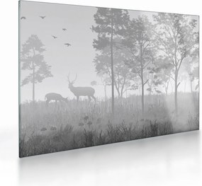 Üveg kép - rét szarvasokkal (70x50 cm)