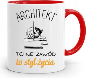 Piros Építész Bögre Életmód Ajándék fényképes nyomtatással