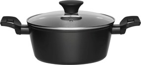 Alumínium Leveses Fazék Fekete Fedővel, Fogantyúkkal 2,2 L Átm. 20 CM
