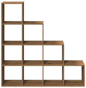 4 szintes kézműves fa elválasztó könyvespolc 131,5x29x131,5 cm