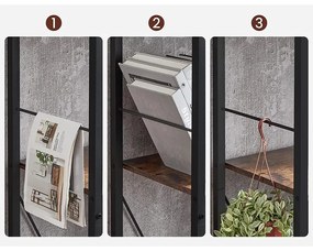 Könyvespolc, 5 szintes polc, rusztikus barna