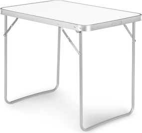 Kerti asztal, MultiGarden GMFC-FY8060, fehér, 80 x 60 cm, összecsukható, magasság: 70 cm, bőrönddé hajtható, hordfogantyúval, teherbírás: 30 kg